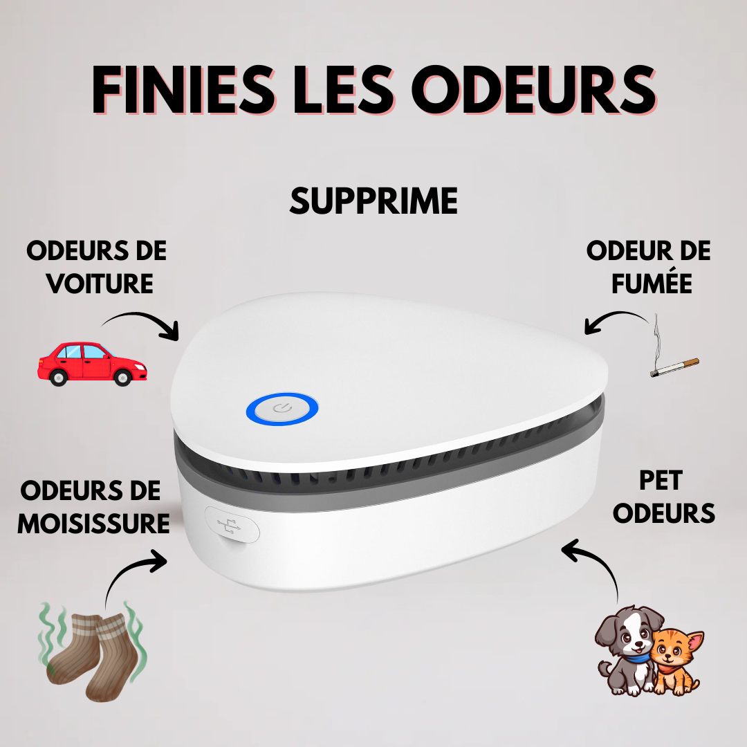 OdorGO™ Éliminateur d'Odeurs Portatif à l'Ozone