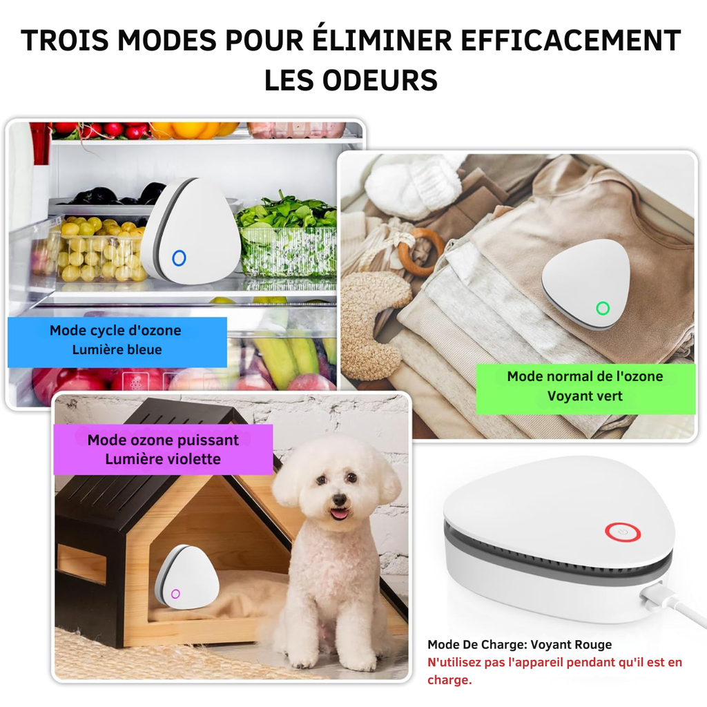 OdorGO™ Éliminateur d'Odeurs Portatif à l'Ozone